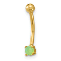 14K 16 Gauge with Green CZ Eyebrow Ring Body Jewelry-BD168