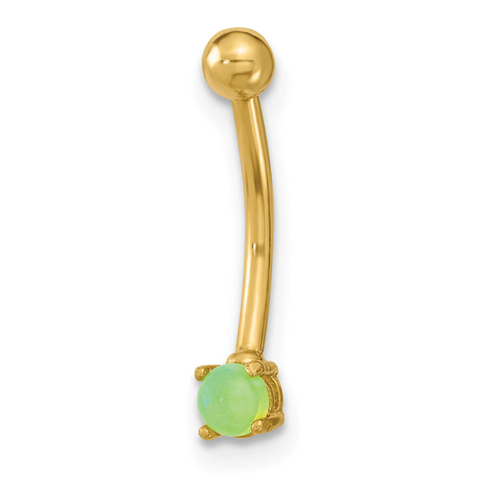14K 16 Gauge with Green CZ Eyebrow Ring Body Jewelry-BD168