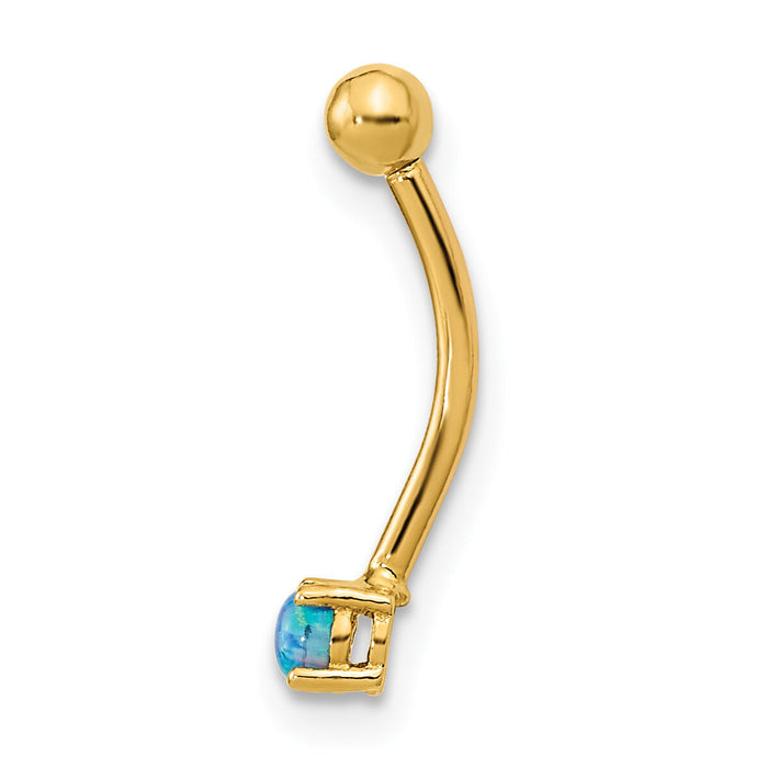 14K 16 Gauge Blue CZ Eyebrow Ring Body Jewelry-BD169