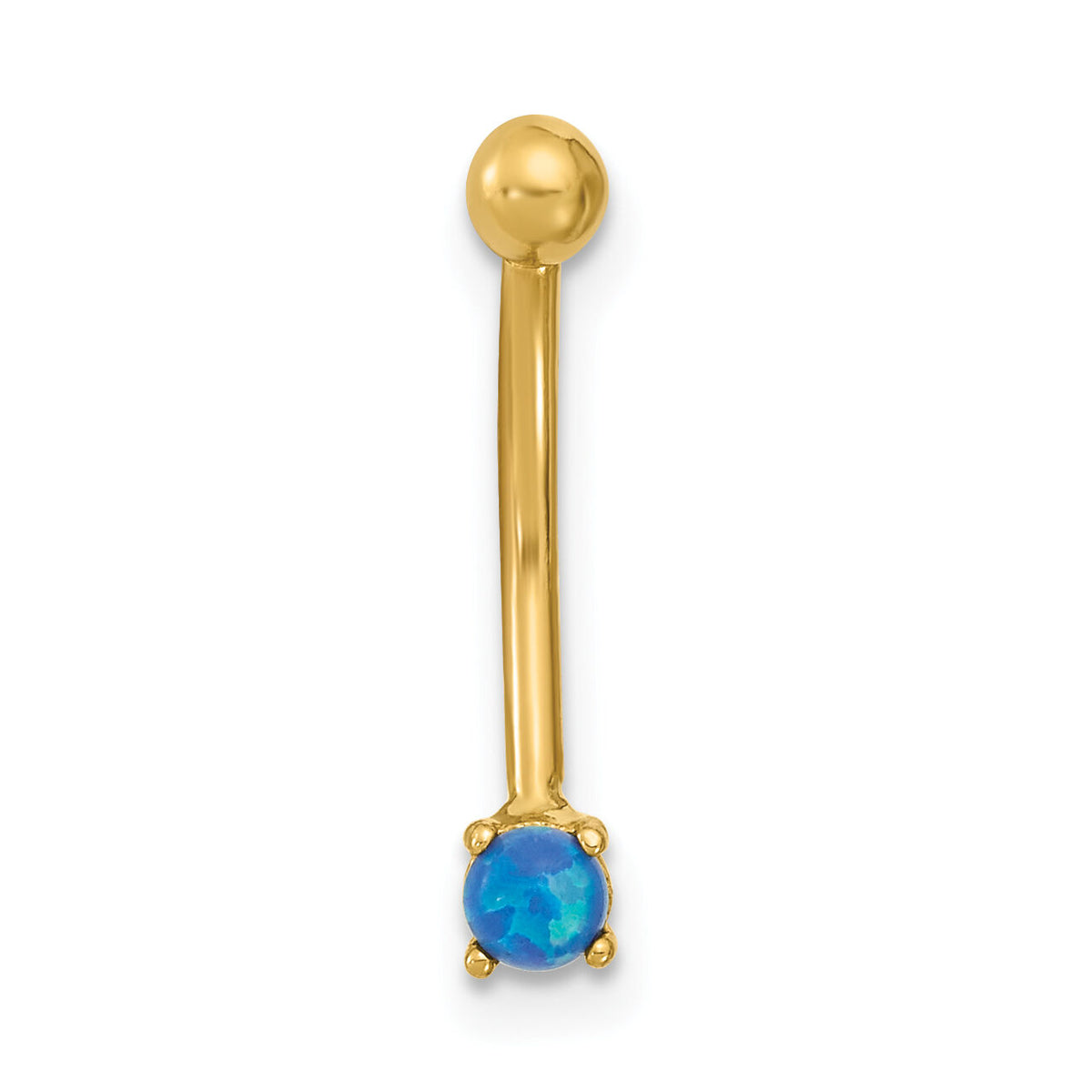14K 16 Gauge Blue CZ Eyebrow Ring Body Jewelry-BD169