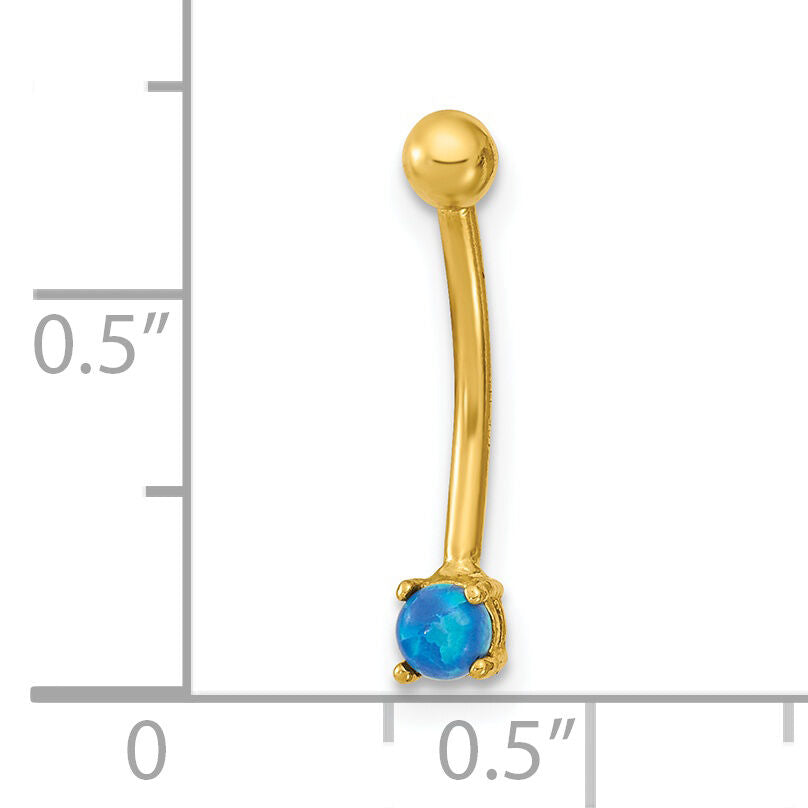14K 16 Gauge Blue CZ Eyebrow Ring Body Jewelry-BD169
