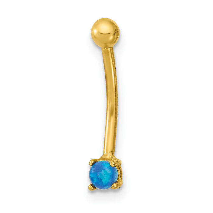 14K 16 Gauge Blue CZ Eyebrow Ring Body Jewelry-BD169