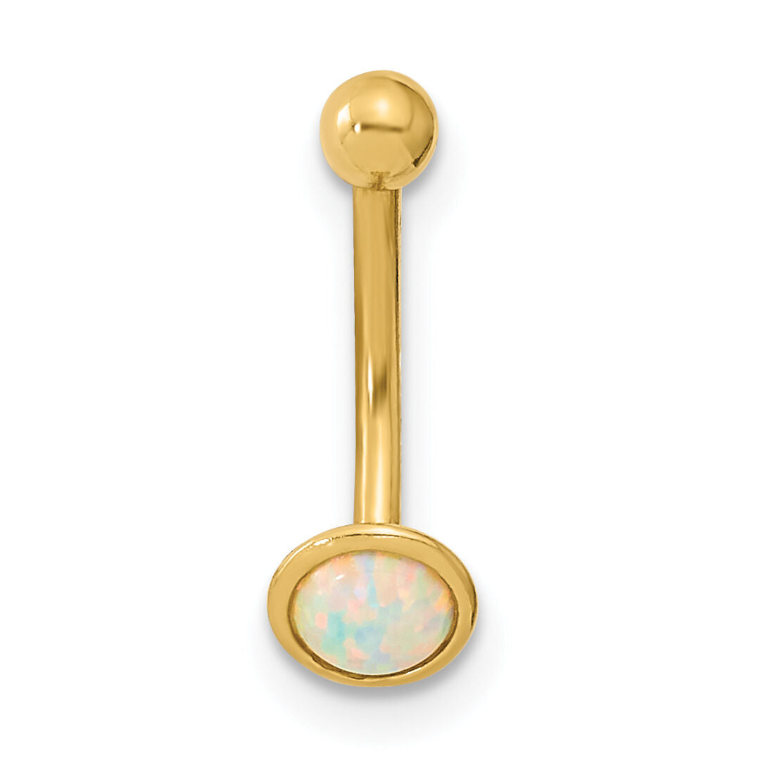 14K 16 Gauge Created Opal Eyebrow Ring Body Jewelry-BD170
