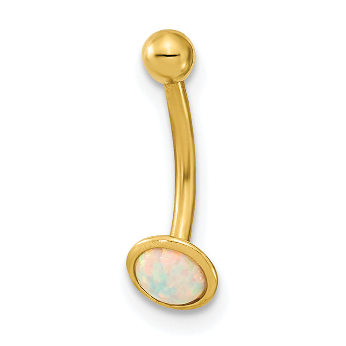 14K 16 Gauge Created Opal Eyebrow Ring Body Jewelry-BD170