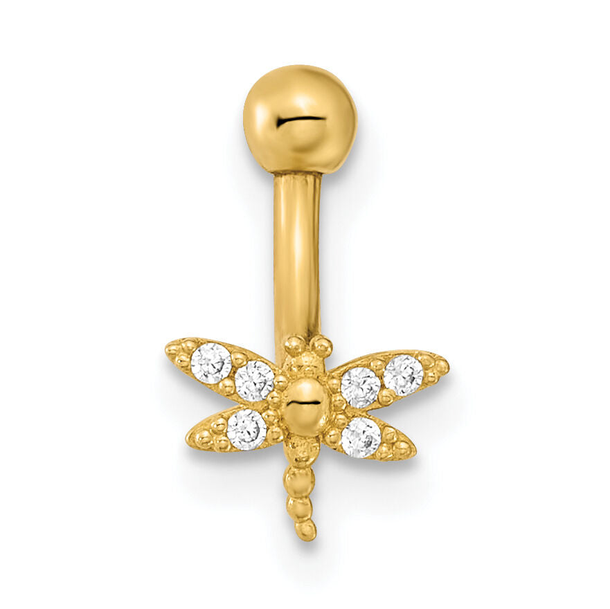 14K 14 Gauge Dragonfly CZ Eyebrow Ring Body Jewelry-BD171
