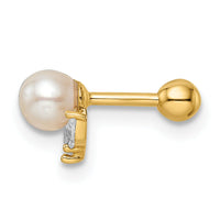 14k 18 Gauge CZ & Freshwater Cultured Pearl Labret Stud-BD172