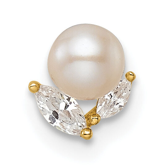 14k 18 Gauge CZ & Freshwater Cultured Pearl Labret Stud-BD172