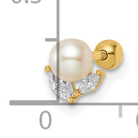 14k 18 Gauge CZ & Freshwater Cultured Pearl Labret Stud-BD172