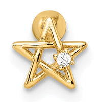 14k 18 Gauge CZ Star Labret Stud-BD173