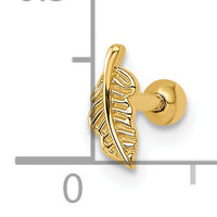 14k 16 Gauge Leaf Labret Stud-BD174