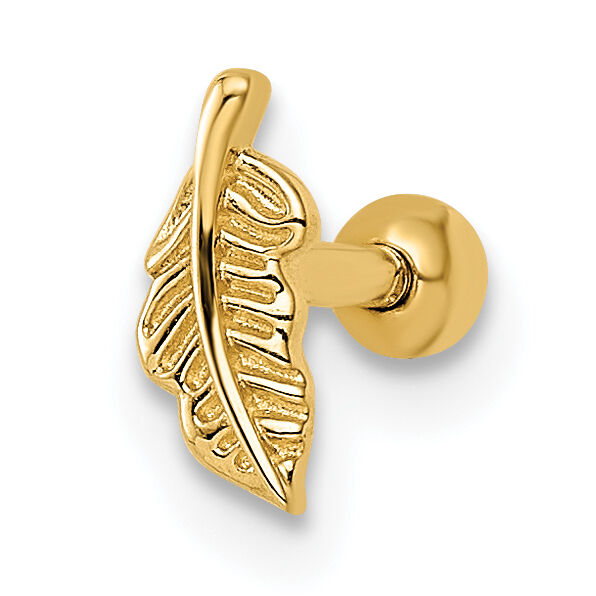 14k 16 Gauge Leaf Labret Stud-BD174