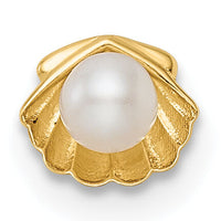 14k 18 Gauge Scallop Shell w/ Freshwater Cultured Pearl Labret Stud-BD178