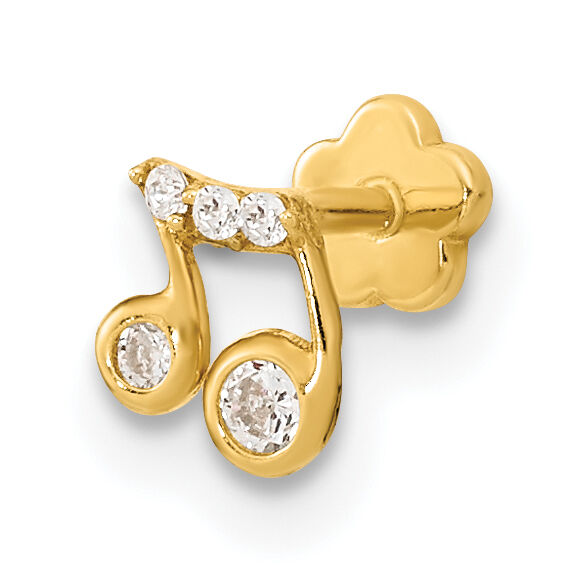 14K 18 Gauge Music Note and CZ Cartilage Body Jewelry-BD179
