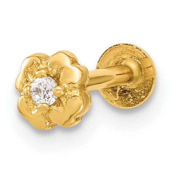 14K 18 Gauge Flower CZ Cartilage Body Jewelry-BD181