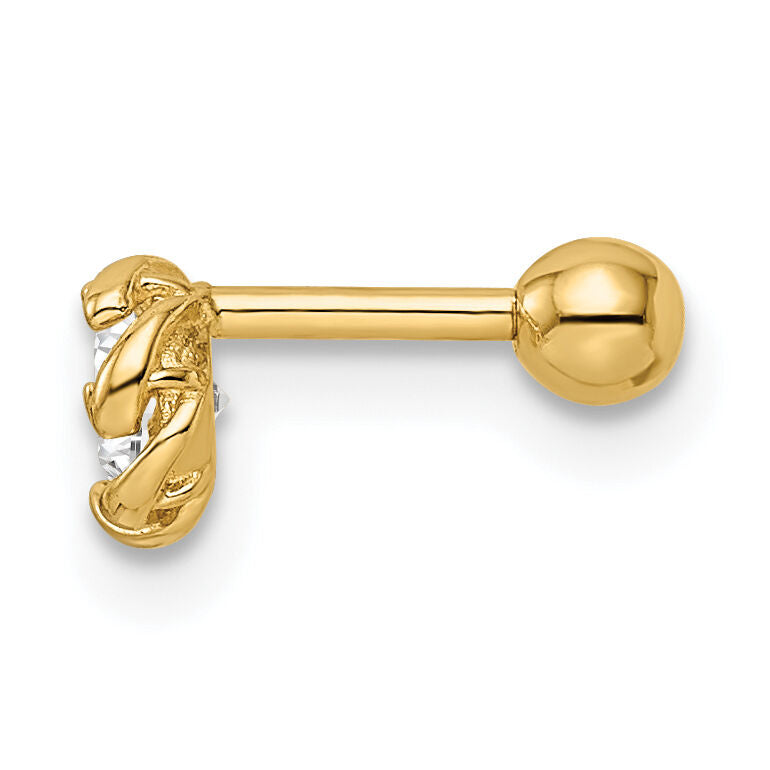 14K 18 Gauge CZ Labret Stud-BD182