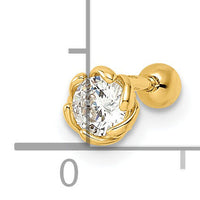 14K 18 Gauge CZ Labret Stud-BD182