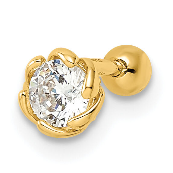 14K 18 Gauge CZ Labret Stud-BD182