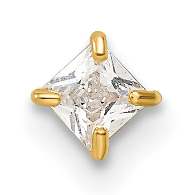 14k 18 Gauge Square CZ Labret Stud-BD184