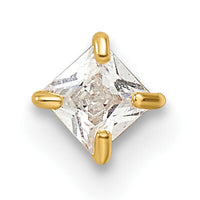 14k 18 Gauge Square CZ Labret Stud-BD184