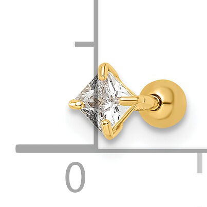 14k 18 Gauge Square CZ Labret Stud-BD184