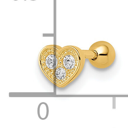 14k 18 Gauge CZ Heart Labret Stud-BD185