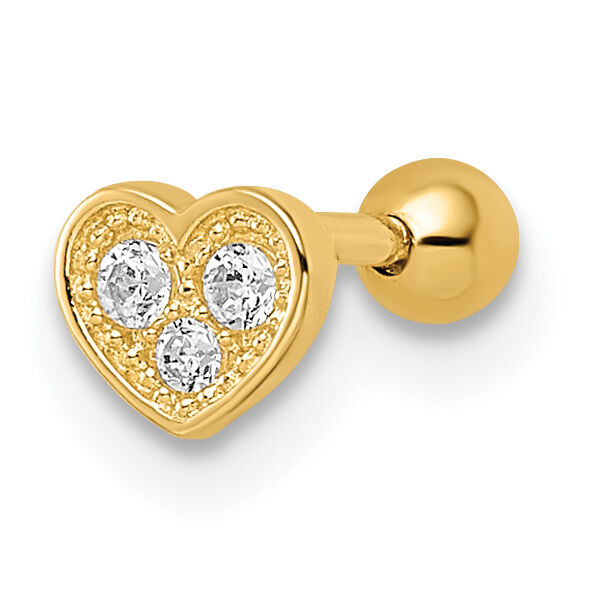 14k 18 Gauge CZ Heart Labret Stud-BD185