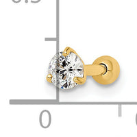 14k 16 Gauge Round CZ Labret Stud-BD186