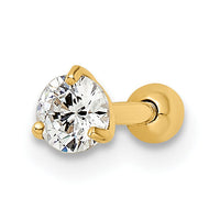 14k 16 Gauge Round CZ Labret Stud-BD186