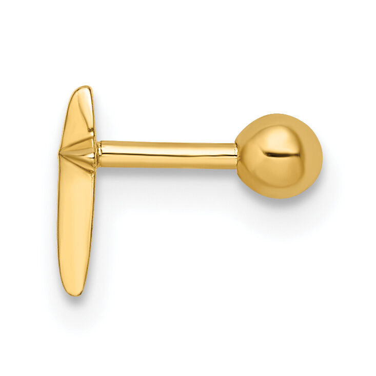 14k 18 Gauge Polished Cross Labret Stud-BD187