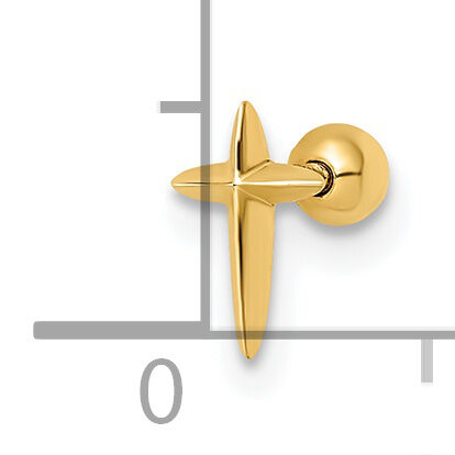 14k 18 Gauge Polished Cross Labret Stud-BD187