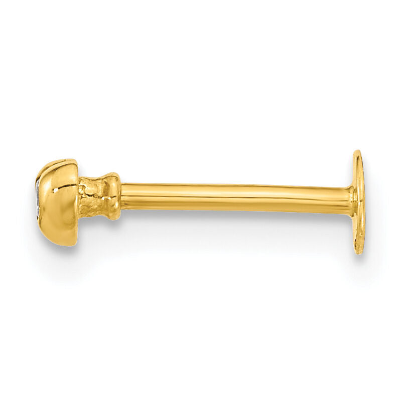 14K 18 Gauge CZ Heart Labret/Face Body Jewelry-BD190