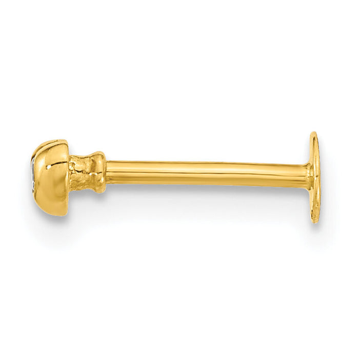 14K 18 Gauge CZ Heart Labret/Face Body Jewelry-BD190