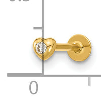 14K 18 Gauge CZ Heart Labret/Face Body Jewelry-BD190
