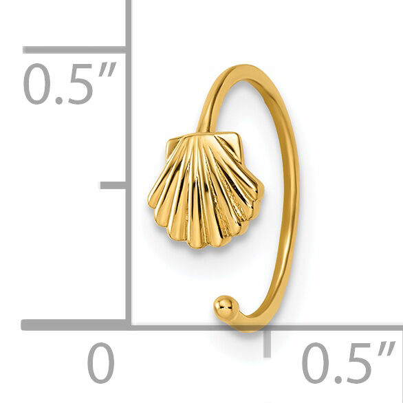 14k 20 Gauge Scallop Shell Nose Ring / Ear Cuff-BD195