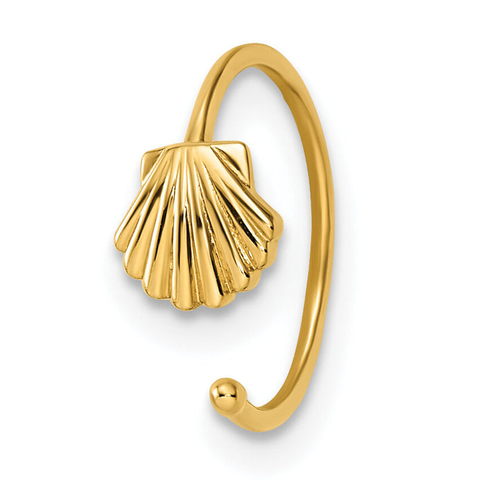 14k 20 Gauge Scallop Shell Nose Ring / Ear Cuff-BD195