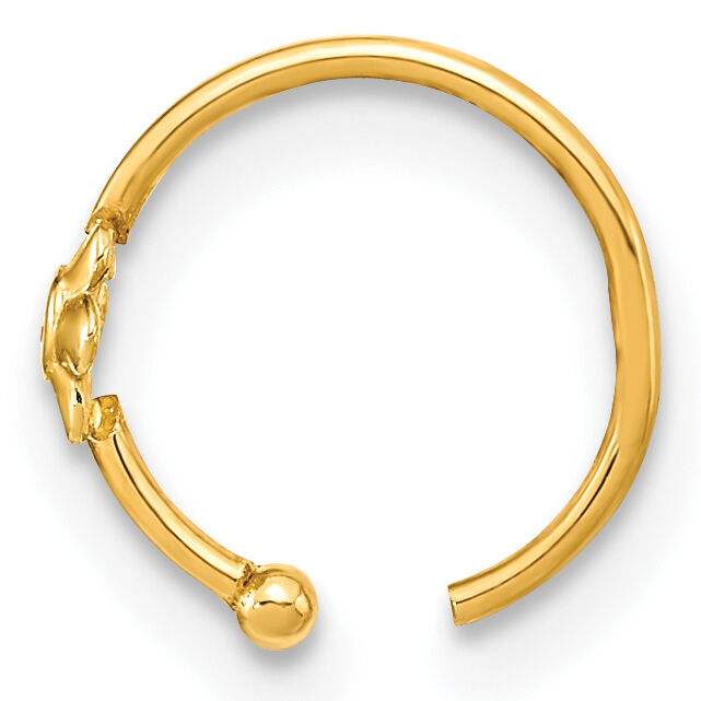 14K 18 Gauge Hoop with CZ Nose Ring Body Jewelry-BD197