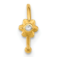 14K 18 Gauge Hoop with CZ Nose Ring Body Jewelry-BD197