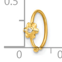 14K 18 Gauge Hoop with CZ Nose Ring Body Jewelry-BD197