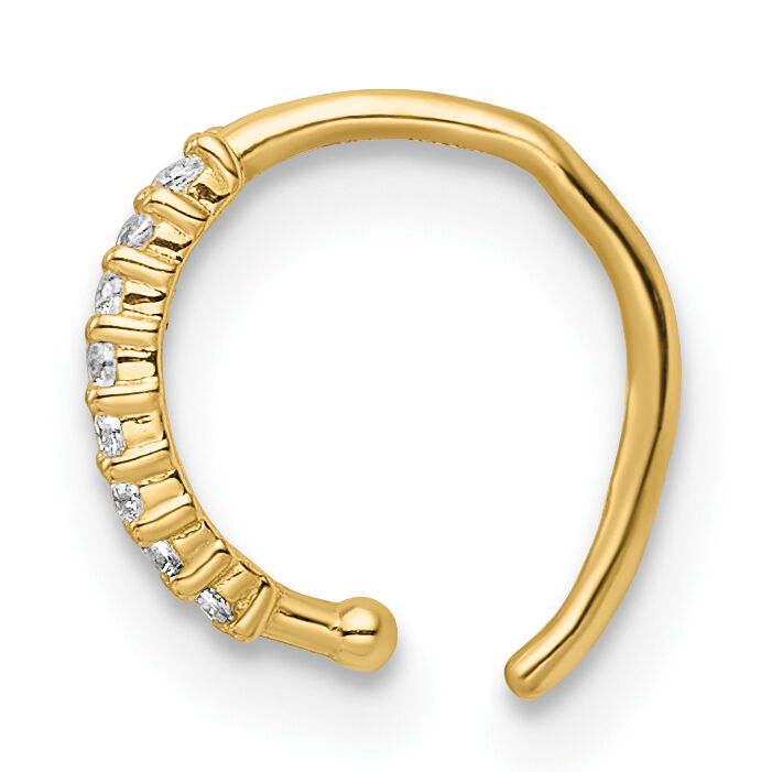 14k 18 Gauge Double Row Beaded & CZ Nose Ring / Ear Cuff-BD198