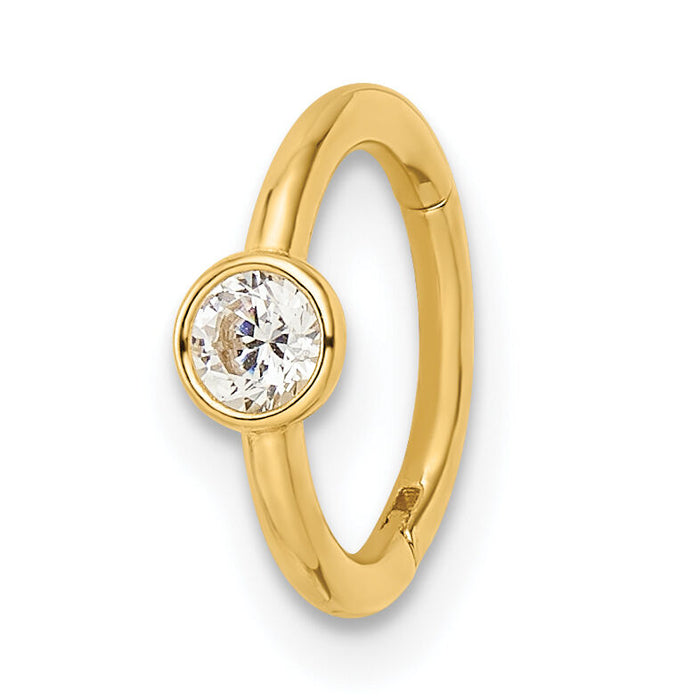 14k 16 Gauge Polished CZ Cartilage Ring-BD200