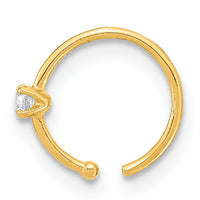 14K 20 Gauge CZ Hoop Nose Ring Body Jewelry-BD202