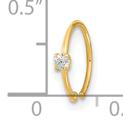 14K 20 Gauge CZ Hoop Nose Ring Body Jewelry-BD202