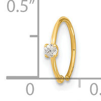 14K 20 Gauge CZ Hoop Nose Ring Body Jewelry-BD202