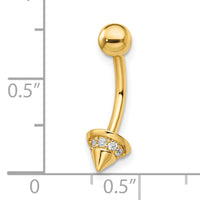 14k 14 gauge CZ Cone Belly Ring-BD203