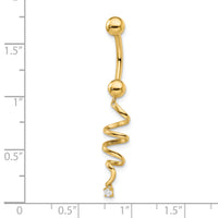 14k 14 Gauge CZ Twisted Belly Ring-BD204
