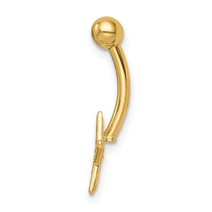 14k 14 Gauge Polished CZ Star Belly Ring-BD205
