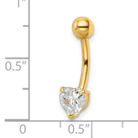 14k 14 Gauge Heart Shaped CZ Belly Ring-BD206