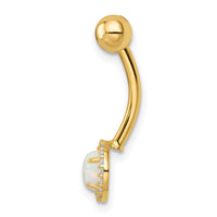 14k 14 Gauge Created Opal and CZ Belly Ring-BD207