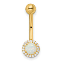 14k 14 Gauge Created Opal and CZ Belly Ring-BD207
