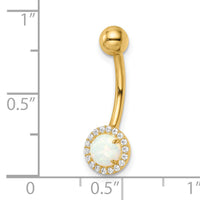 14k 14 Gauge Created Opal and CZ Belly Ring-BD207